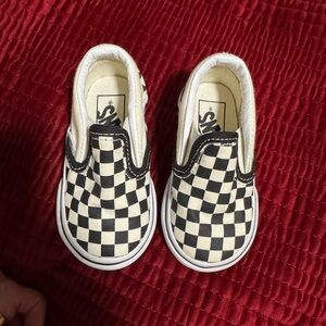 Vans Kids Checkered Slip-On Sneakers - Black and Cream